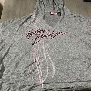 Harley Davidson Gray Long Sleeve with Hood Shirt